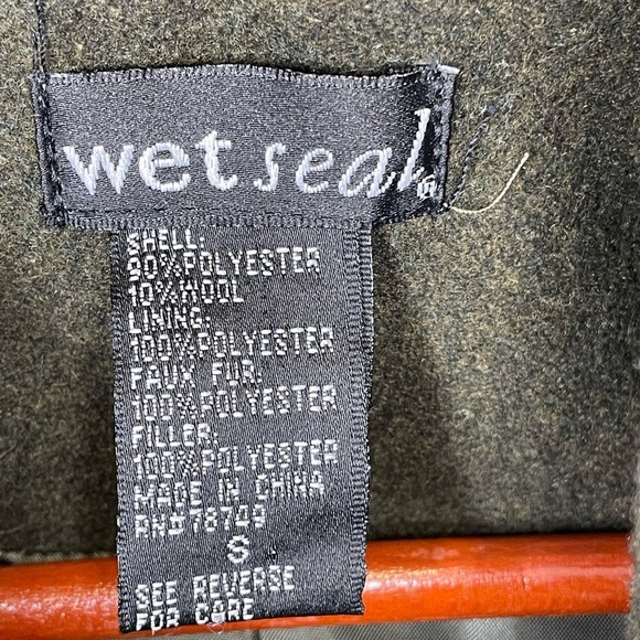 WET SEAL Women's Olive Green Toggle Jacket with Faux Fur Trim Size: S - Picture 7 of 9